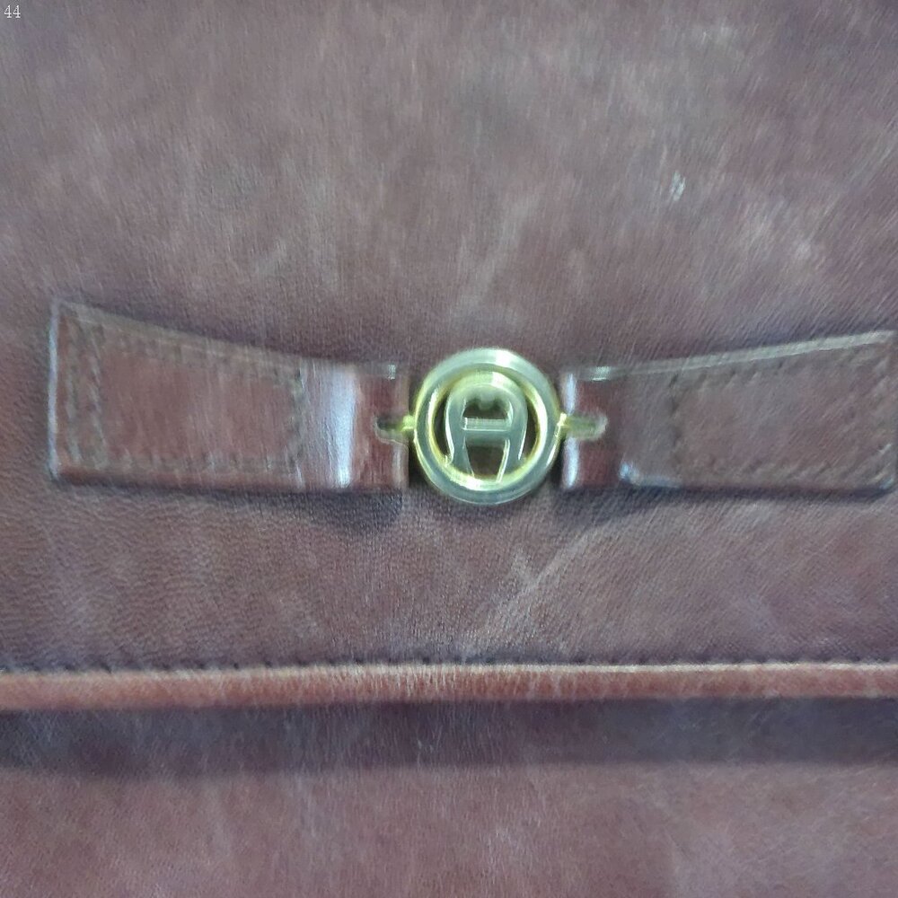 ETIENNE AIGNER Purse Satchel Top Handle Leather Brown VINTAGE